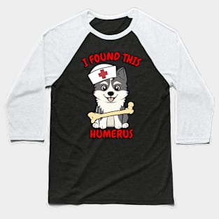 Funny husky dog is a nurse with a joke Baseball T-Shirt